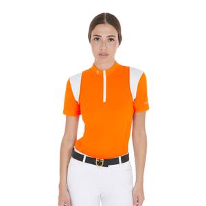 etw00093-orange-polo-technique-zippe-d-equitation-femme-equestro-orange