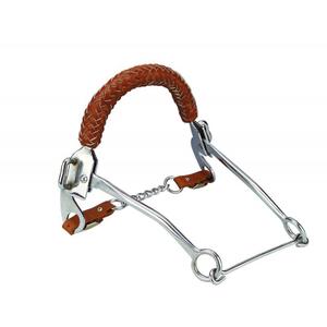 607801-mors-pour-cheval-feeling-muserolle-en-cuir-tresse-argente-229-mm