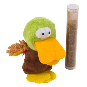 81659-jouet-peluche-pour-chat-canard-avec-catnip-kerbl-x1-marron-jaune-vert-9-cm
