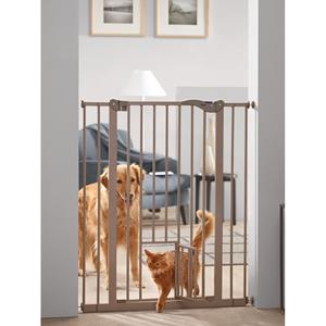 76303-barriere-d-interieur-pour-chien-avec-porte-pour-chat-nobby-pet-gris-107-cm