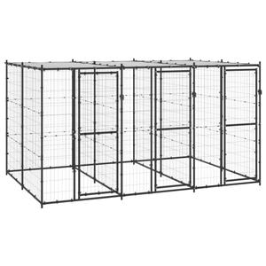 3082250-niche-pour-chien-exterieur-avec-toit-en-acier-vidaxl-7-26-m2-black-silver-tu