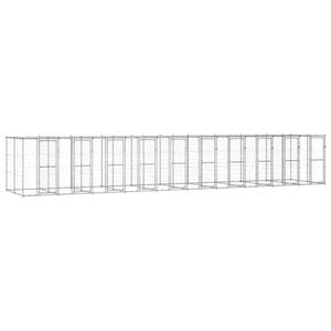 3082279-niche-pour-chien-exterieur-avec-toit-en-acier-galvanise-vidaxl-24-2-m2-silver-tu