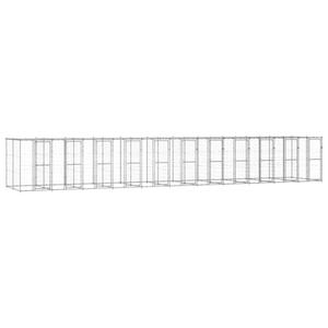 3082280-niche-pour-chien-exterieur-avec-toit-en-acier-galvanise-vidaxl-26-62-m2-silver-tu